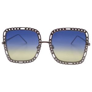 6162 | Blue/Yellow Chain Accented Ladies Sunglasses